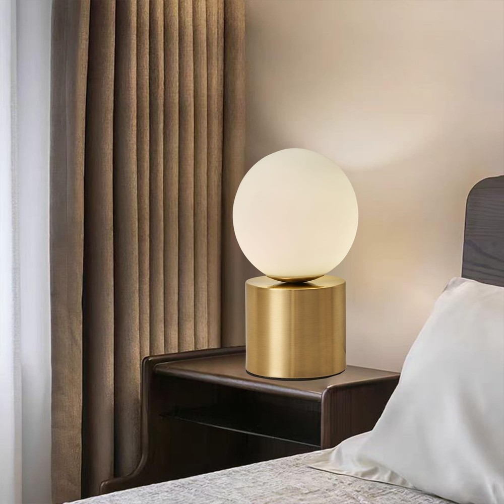 Mid Century Modern Table lamp Luxury Gold Bedroom Bedside Night Light White G…