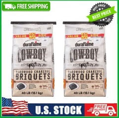 2 BAG Cowboy Hardwood Charcoal Briquets, 40 LB BAG