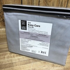 Salt Easy Care, 300 Thread Count, Cotton Sateen King Sheet Set In Silver New