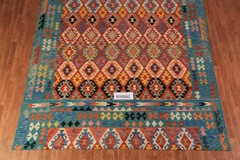 Geometric Kilim Southwestern Area Rug 8×11 Hand-woven Wool Carpet for Any Room