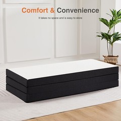 4-Inch Tri-Fold Memory Foam Folding Mattress Topper Portable for Camping, Guest