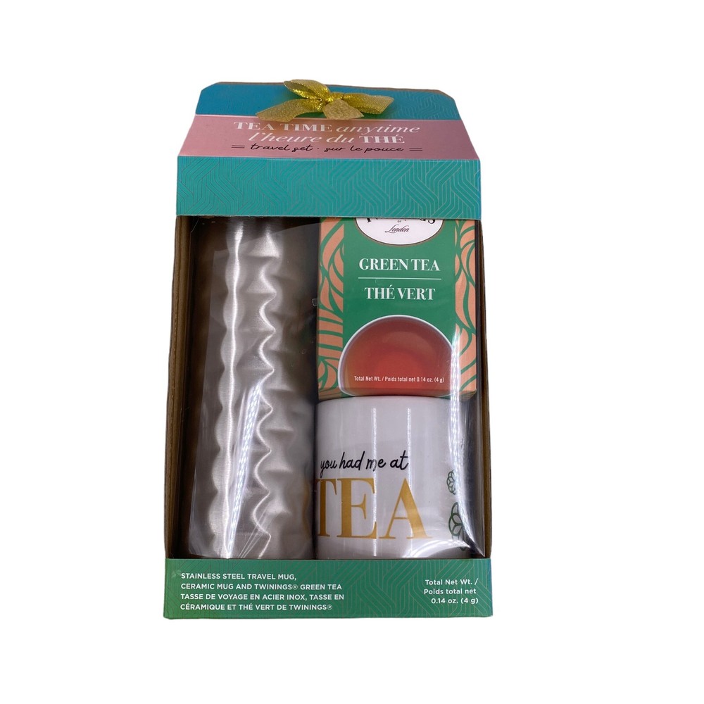 NEW Teatime Twinings Travel Set Anytime Stainless-Steel Tumbler Ceramic Mug Tea