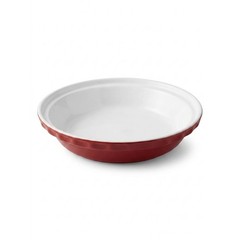 Chantal Red Ceramic Pie Dish 9.5 Inch Fluted Baking Pan Stoneware Handcrafted