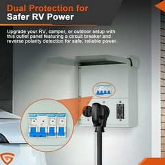 RV Electrical Outlet Panel with Breaker Temporary Power Outlet 20/ 30/ 50 Amp