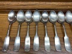 9 Rogers Nickel Silver spoons along with 4 Holmes & Edwards