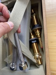 RH Restoration Hardware Bistro Lever Handle Wide Spread Faucet Aged Brass 057