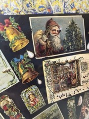 Victorian Christmas Cards in Blue Large Poster Print 27” X 19.75” Milner 1993