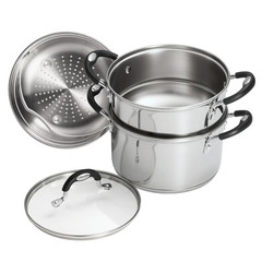 Tramontina 3Qt Stainless Steel Steamer Double Boiler 4-Piece Set Induction Ready