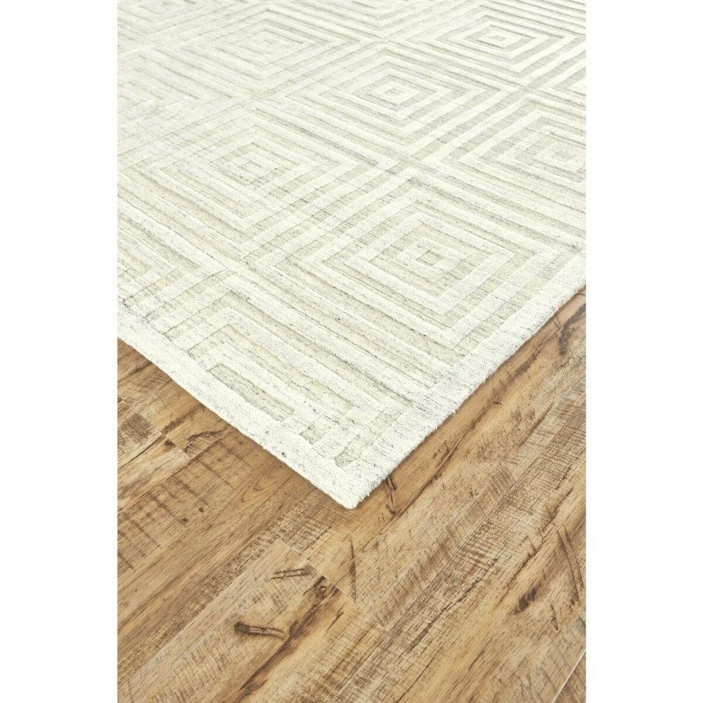 6′ X 9′ Ivory Geometric Hand Woven Area Rug
