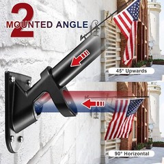 Flag Pole Kit 6Ft Flag Pole House Porch Black Holder Wall Mounting Bracket New