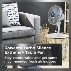 Rowenta Turbo Silence Table Fan 12 In. Ultra Quiet Oscillating Fan VU2730 White