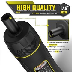 Torque Screwdriver Set, 10-80 Inch Pounds lbs, 31 Piece 1/4″ Drive Torque Scr