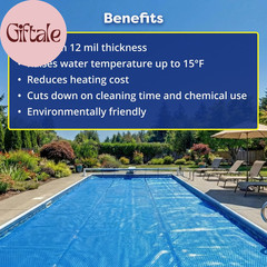 In the Swim 16′ X 32′ Premium Blue Rectangle Solar Pool Cover 12 Mil for Solar H