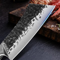 Cleaver Knife Hand Forged Kitchen Knife Hammered High Carbon Steel Chef’s Knife