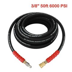 3/8″ x 50ft 6000psi 2-Braid R2 Black Hot Water Pressure Washer Hose