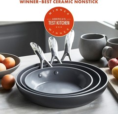 GreenPan Valencia Pro Hard Anodized Fry Pan Skillet Set 3 Piece Ceramic Nonstic
