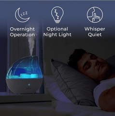 Pure Enrichment Mistaire Silver Ultrasonic Cool Mist Humidifier, 1.5L Tank