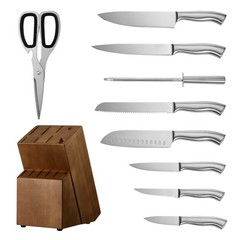 Uimoso 15-Piece Kitchen Knife Set with Block and Sharpener, High Carbon Steel