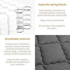 12/14 Inch Memory Foam Spring Hybrid Mattress In A Box Twin Full Queen King Gray