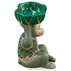 US Seller – Porcelain Monkey Chinese Figurine With Lotus Soap Dish