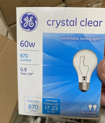 4 – 2 Pack Old Style GE Crystal Clear 60 Watts A19 Bulbs (8 Bulbs)