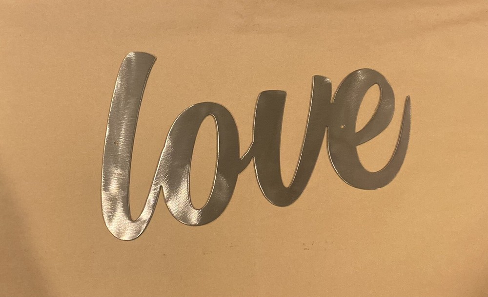 LOVE Metal Wall Art Sign Polished And Clear Coated To prevent Rust 6.5 X 10.3 In