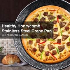 Nonstick Crepe Pan, 11Inch Stainless Steel Crepe Pan, Honeycomb Coating Flat Ski