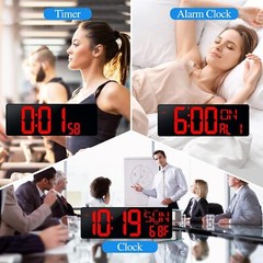 17.2″ Large LED Digital Wall Clock w/ Remote Control &Auto-Adjustable Brightness