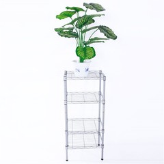 Rectangle Carbon Steel Metal Assembly 4-Shelf Kitchen Storage Rack Silver Grey