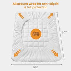 Machine Washable Queen Mattress Topper – Soft Quilted Cooling Protector