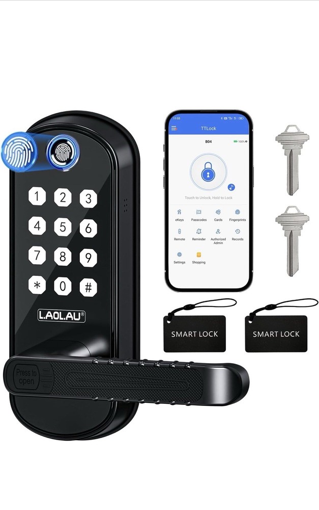 B04 Fingerprint Electronic Door Lock with Keypad and Handle – Keyless Entr