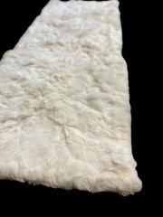 Baby Alpaca Cria White Bed Floor Runner Rug 69” x 26.5”