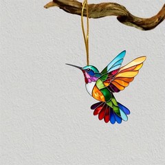 8cm Acrylic 2D Hummingbird Wind Chime Suncatcher Home Garden Decor