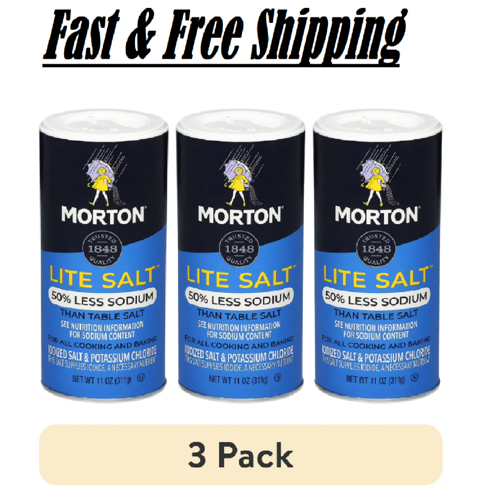 (3 pack) Morton Lite Salt Low Sodium Salt Alternative 11 oz