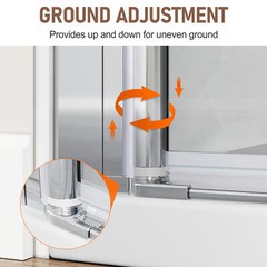 SUNNY SHOWER 26-36″ x72″ Pivot Shower Door Frameless 1/4″ Glass Panel