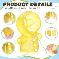 17cm Doll Yellow Raincoat with Mini Rainboot Shoes Adorable Doll Raincoat Clo…