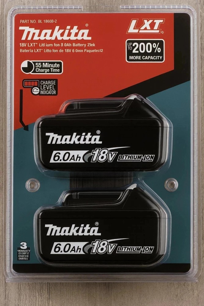 2 x Makita BL1860B-2 18V LXT Lithium-Ion 6.0 Ah Battery – NEW – USA SHIP