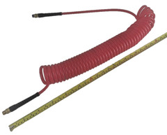 1/4″x 30 Foot RED Recoil POLYURETHANE( PU ) RECOIL AIR HOSE male SWIVEL Fittings