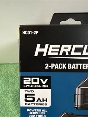 NEW Hercules HC01-2P 20V Lithium-Ion 5Ah Battery 2-Pack, Black