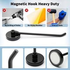6 Pcs Magnetic Hooks 4.2in Heavy Duty Strong Magnet Hangers Black