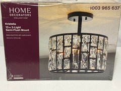 Home Decorators Kristella 12.5 in. 3-Light Matte Black Semi Flush Mount Light