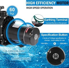 115/230V 1.5 HP 1100W Inground Above Ground Swimming Pools Water Pump w/Strainer
