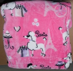 NEW Betsey Johnson 50″x70″ Soft Throw Blanket Poodle Flowers Paris Eiffel Tower