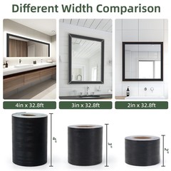 32ft x 4.2in Black Mirror Tape Border, Peel and Stick Mirror Border for Bathr…