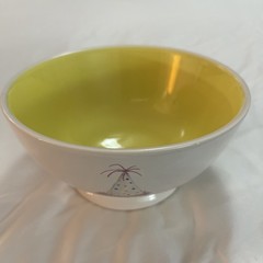 Rae Dunn 5.5″ x 3″ Footed Bowl “ i Believe in Celebrating” White & Yellow Gift