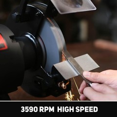 BUCKTOOL 1.0 HP 8 Inch High Speed Bench Grinder, 4.8A 3590 RPM Table Grinder