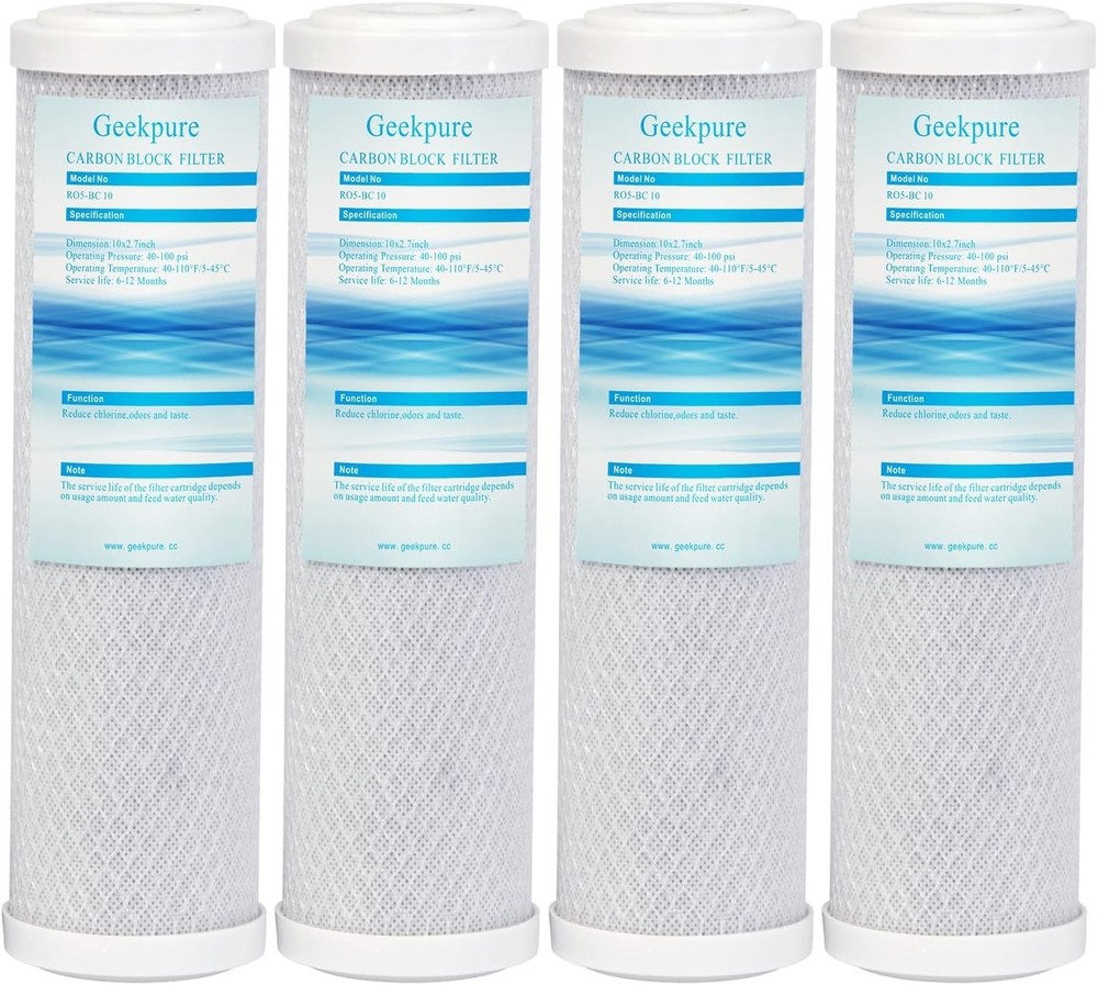 Geekpure Carbon Block Replacement Filter Cartridge 2.5″ x 10″ -Pack of 4