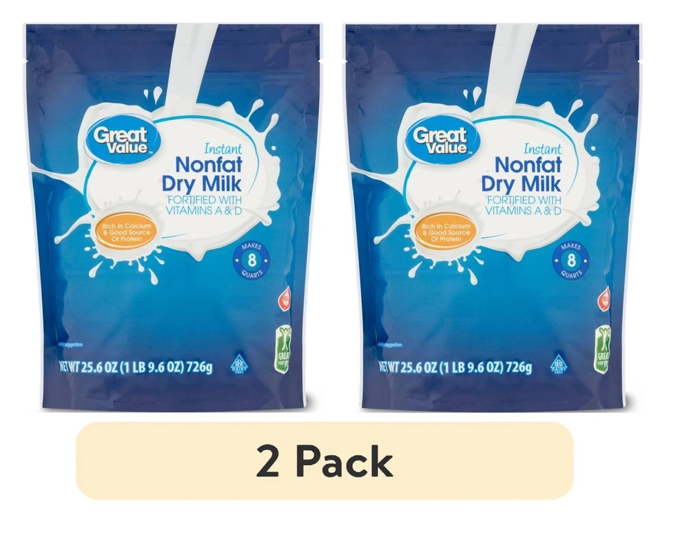 Great Value Instant Nonfat Dry Milk, 25.6 Oz PACK OF 2