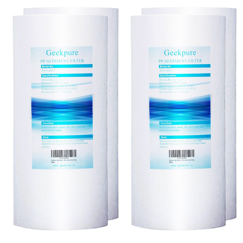 Geekpure 4 Pack PP Sediment Replacement Water Filter 4.5″ x 10″ – 5 Mic