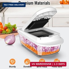 8 Blade All-in-1 Vegetable Chopper Mandoline Slicer with Container, Food Chopper